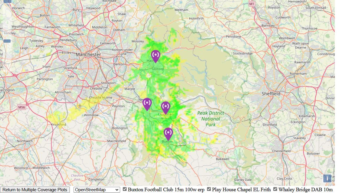 High Peak One Digital DAB Coverage Map